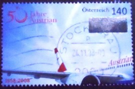 Selo postal da Áustria de 2008 Austrian Airlines