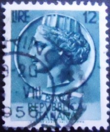 Selo postal da Itália de 1955 Coin of Syracuse 12