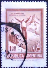 Selo postal da Argentina de 1972 Ski Jumper