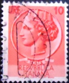 Selo postal da Itália de 1955 Coin of Syracuse 10