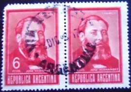 Par de selos postais da Argentina de 1968 José Hernández