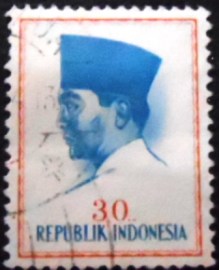 Selo postal da Indonésia de 1964 President Sukarno 30 U