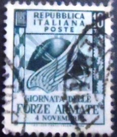 Selo postal da Itália de 1952 Wings, sword and anchor