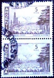Par de selos postais da Argentina de 1970 Tierra del Fuego