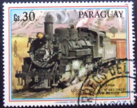 Selo postal do Paraguai de 1988 Locomotor TD1 N° 483