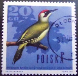 Selo postal da Polônia de 1966 European Green Woodpecker