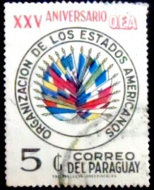 Selo postal do Paraguai de 1973 OAS Emblem