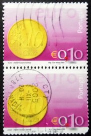 Par de selos postais de Portugal de 2002  10c coin