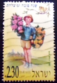 Selo postal de Israel de 2001 Country boy holding flowers
