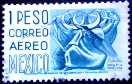 Selo postal do México de 1960 Dance of the Crescent