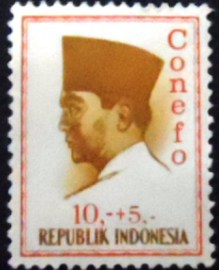 Selo postal da indonésia de 1965 President Sukarno