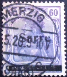 Selo postal do Sarre de 1920 Germania overprint Sarre 60