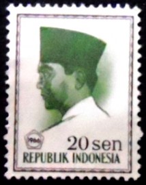 Selo postal da Indonésia de 1966 President Sukarno