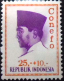 Selo postal da indonésia de 1965 President Sukarno