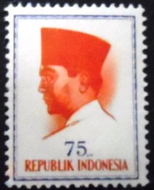 Selo postal da Indonésia de 1964 President Sukarno 75 M