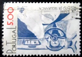 Selo postal de Portugal de 1978 Children in back seat of the car