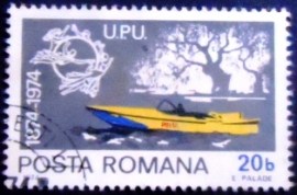 Selo postal da Romênia de 1974 Mail motorboat