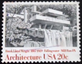 Selo postal dos Estados Unidos de 1982 Fallingwater