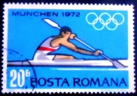 Selo postal da Romênia de 1972 Canoeing