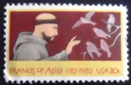Selo postal dos Estados Unidos de 1982 Francis of Assisi
