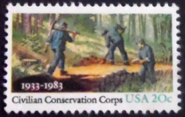 Selo dos Estados Unidos de 1983 Civilian Conservation Corps Making a Road