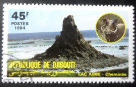 Selo postal de Djibouti de 1984 Lake Abbe