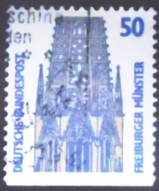 Selo postal da Alemanha de 1989 Tower of Freiburg Cathedral