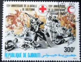 Selo postal de Djibouti de 1984 Battle of Solferino & Red Cross