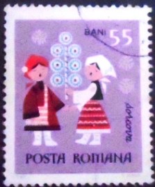 Selo postal da Romênia de 1969 New Year practices