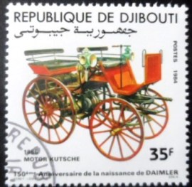 Selo postal de Djibouti de 1984 Motor Carriage 1886