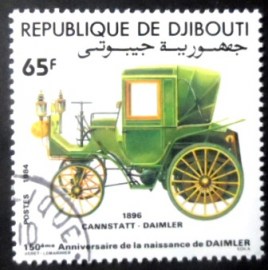 Selo postal de Djibouti de 1984 Cabriolet 1896