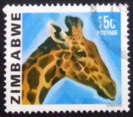 Selo postal do Zimbabwe de 1980 Giraffe