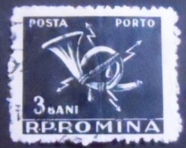 Selo postal da Romênia de 1957 Post Horn with Lightning Bolt 3