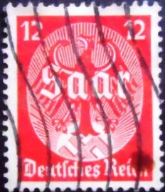 Selo postal da Alemanha Reich de 1934 Imperial eagle with inscription Saar