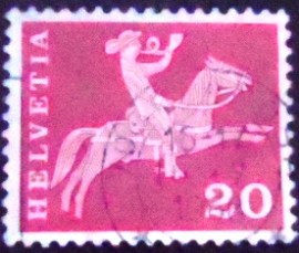 Selo postal da Suiça de 1963 Postrider