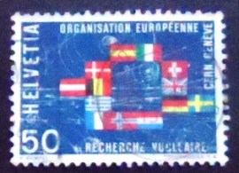Selo postal da Suiça de 1966 Nuclear fission phase