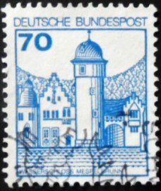 Selo postal da Alemanha de 1977 Water castle Mespelbrunn U