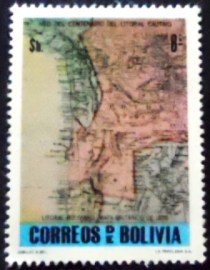 Selo postal da Bolívia de 1979 Old map of Bolivia