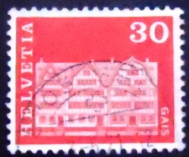 Selo postal da Suiça de 1968 Village Square Houses