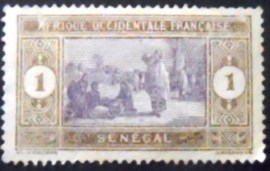 Selo postal do Senegal de 1914 Indigenous Market