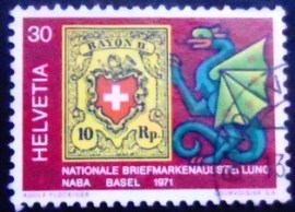 Selo postal da Suiça de 1971 Stampexhibition NABA