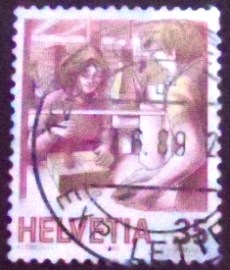 Selo postal da Suiça de 1986 Post Office Counter