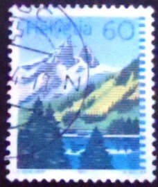 Selo postal da Suiça de 1993 Lake Tanay