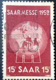 Selo postal da Alemanha Sarre de 1952 Earth and fair emblem