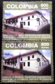 Par de selos postais da Colômbia de 1997 National Mint and Numismatic Museum