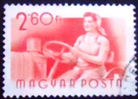 Selo postal da Hungria de 1955 Woman tractor driver