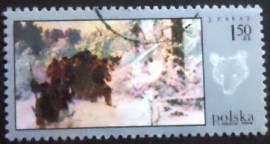 Selo postal da Polônia de 1968 Return from the Bear Hunt