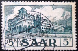 Selo postal da Alemanha Sarre de 1954 Main post office Saarbrücken