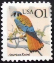 Selo postal dos Estados Unidos de 1991 American Kestrel
