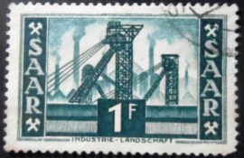 Selo postal da Alemanha Sarre de 1953 Colliery shafthead